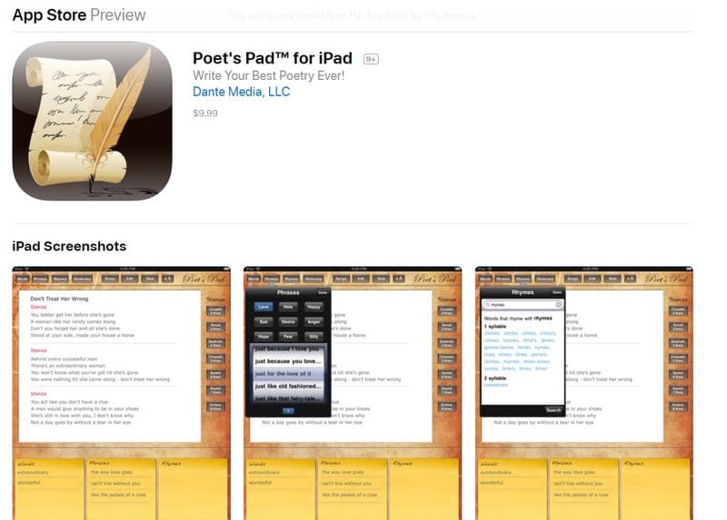 poets pad app for students